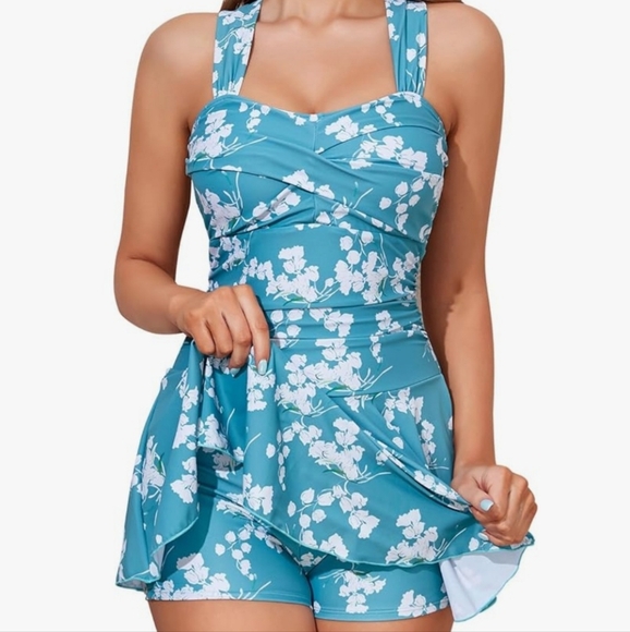 Women's Swimwear One Piece Slimming Skirt Tummy Control Swimdress Bathing Suit - Picture 1 of 12